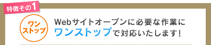 特徴その1：Webサイトオープンに必要な作業にワンストップで対応