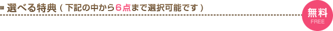 選べる特典（下記の中から6点まで選択可能です）